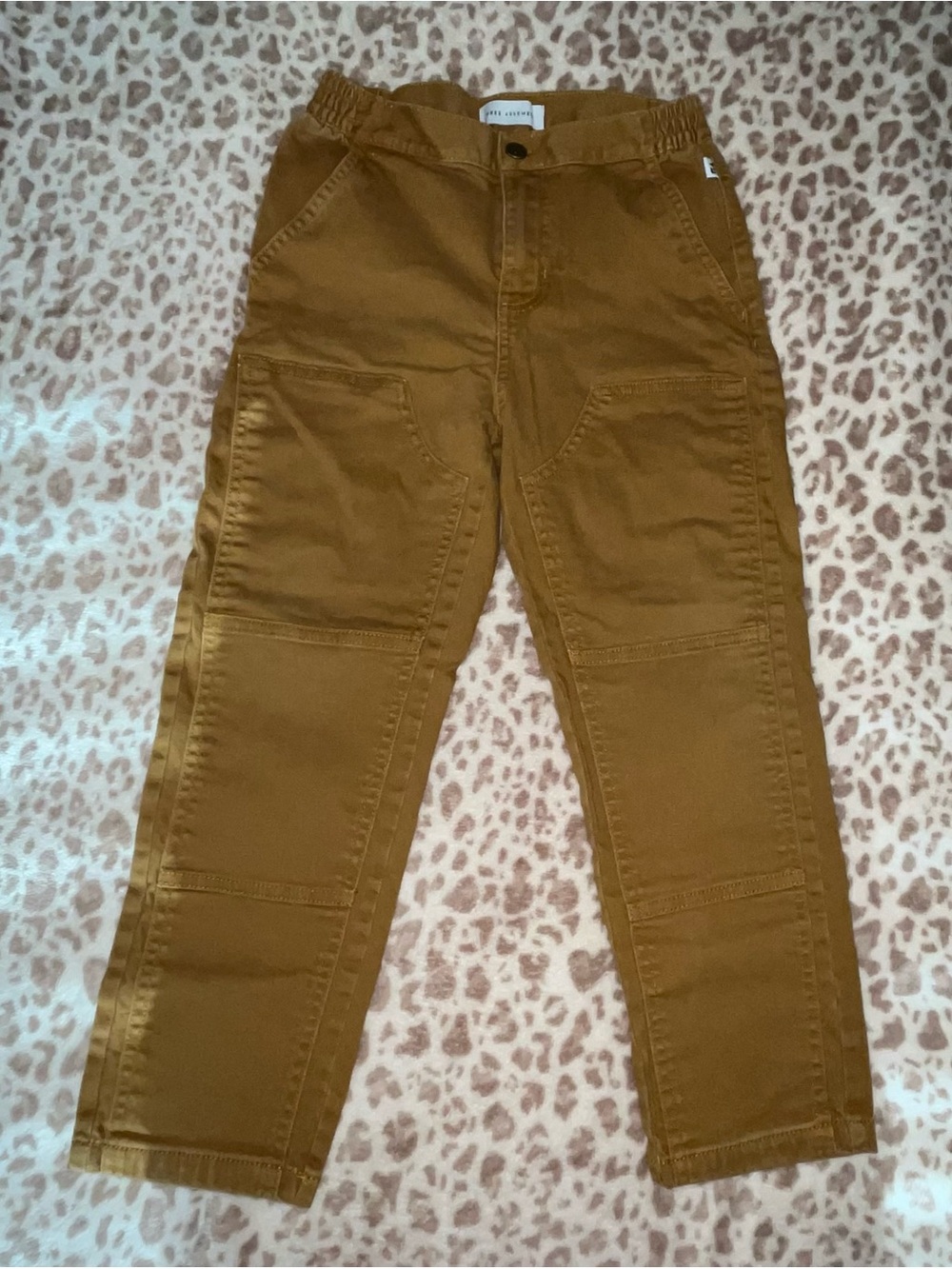 Kids Utility Pants in Mustard Brown